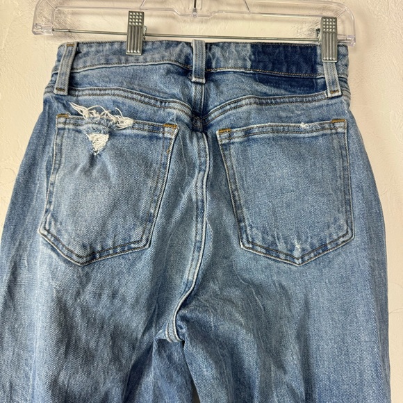 Abercrombie & Fitch Jeans Denim High Rise Mom Medium Wash Blue Solid Cotton Knit - Picture 3 of 9